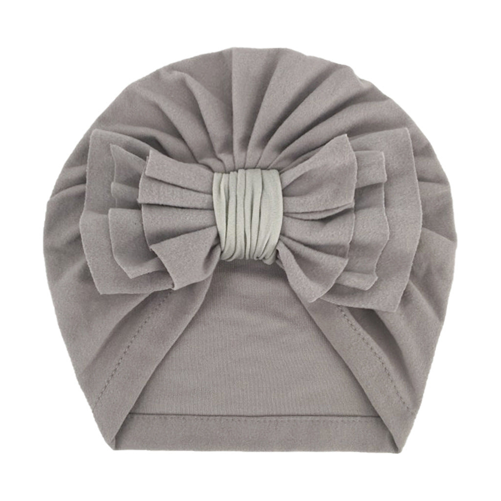 Newborn Cute Solid Color Bow Turban Cap
