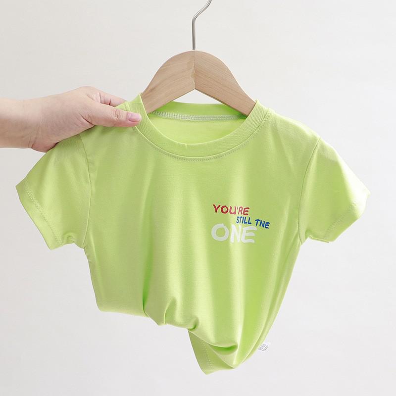 Kids Casual Roun Neck Short Sleeve Loose Basic T-shirt