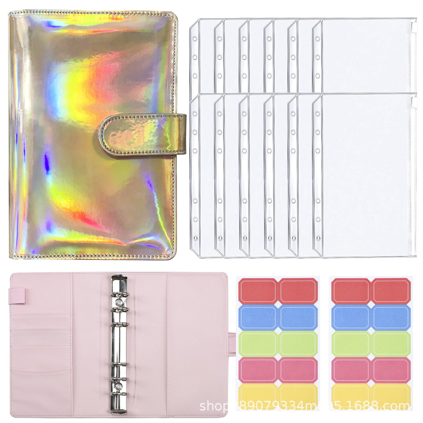 A6 Colorful Binder Laser Macaron PU Note Book