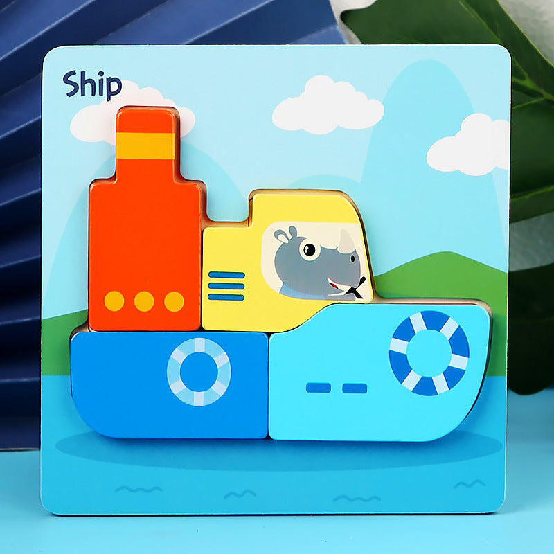 Wooden Children Three-Dimensional Puzzle Intelligence Toys