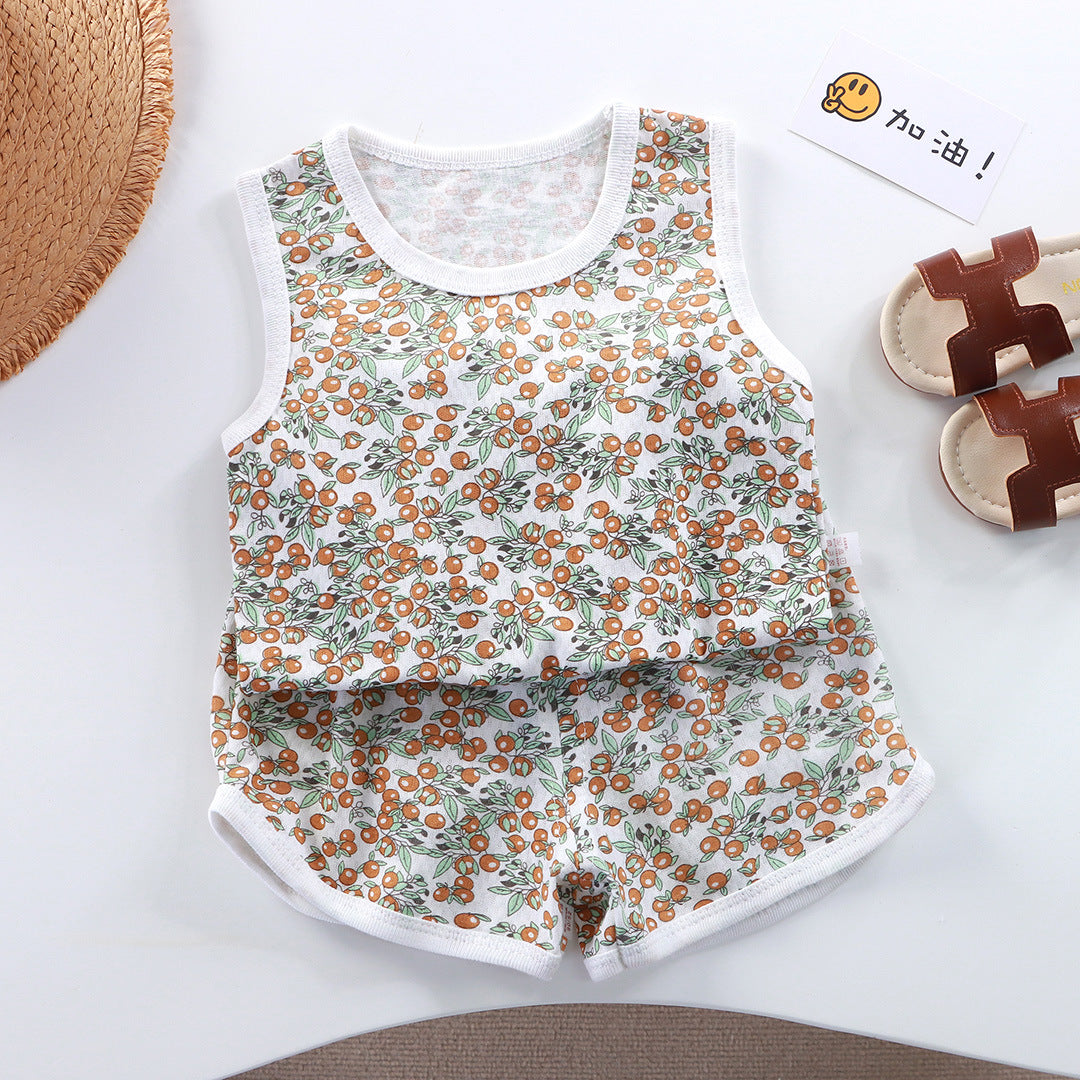 Cotton Toddler Girls Summer Camis Shorts Two-Piece Set