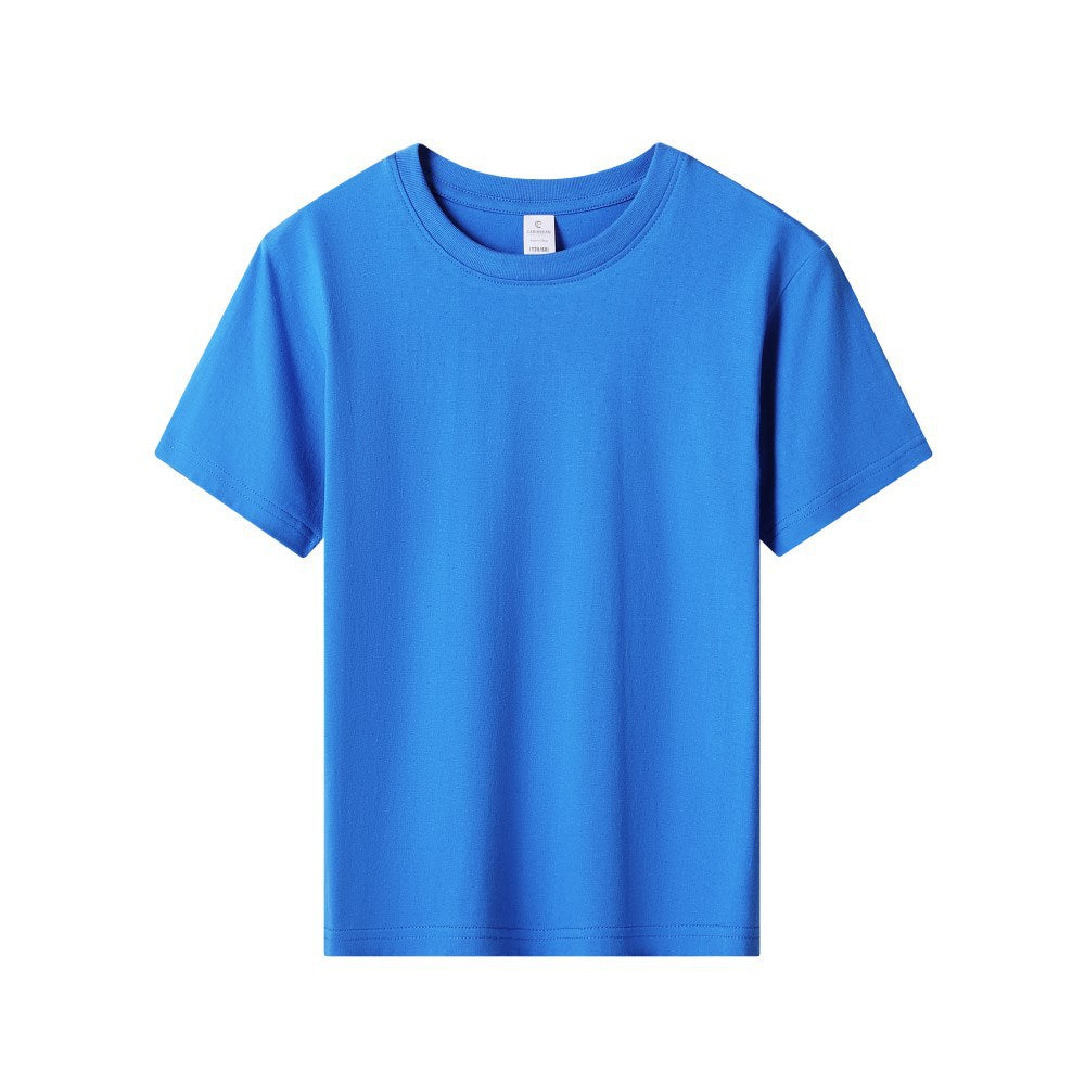 Children Kids Baby Teen Fashion Girls Boys Casual Basic 180g Pure Cotton Round Neck Short-Sleeved Solid Color T-Shirt