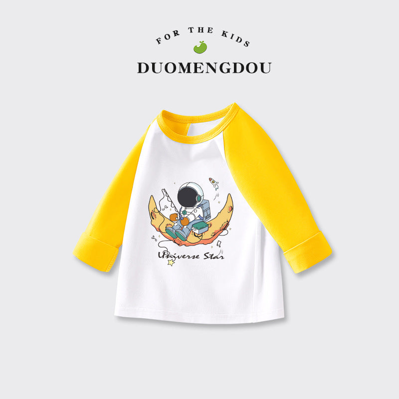 Kids Toddler Boys Girls Casual Cute Cartoon Print Long Sleeve Round Neck T-Shirt