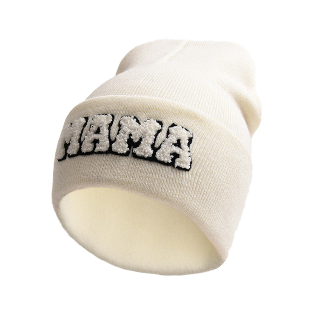 Women'S Letter Embroidery Outdoor Warm Pullover Knitted Hat