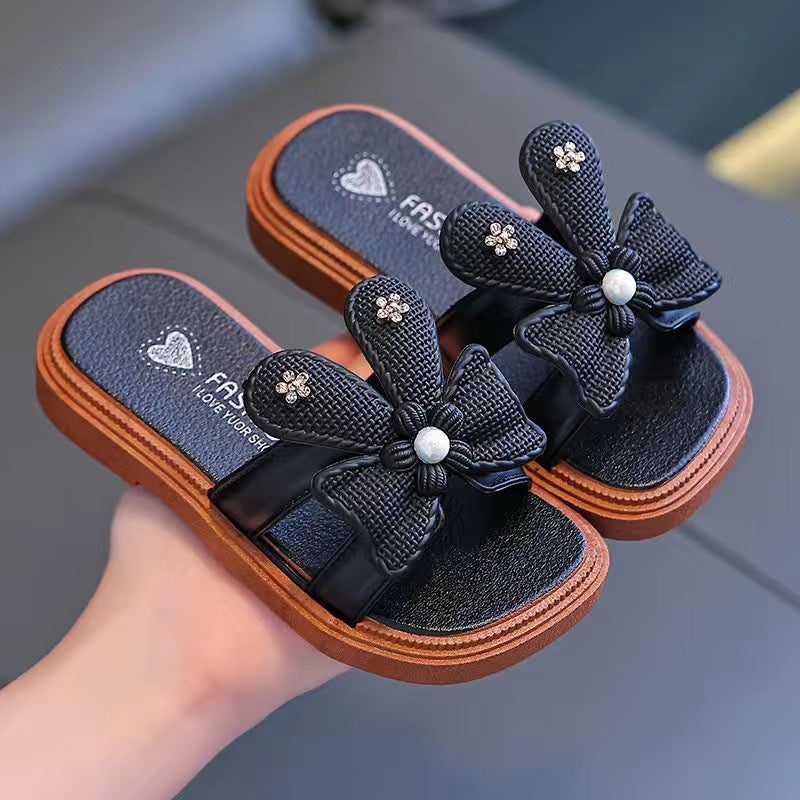 Girls Fashion Bow Slippers