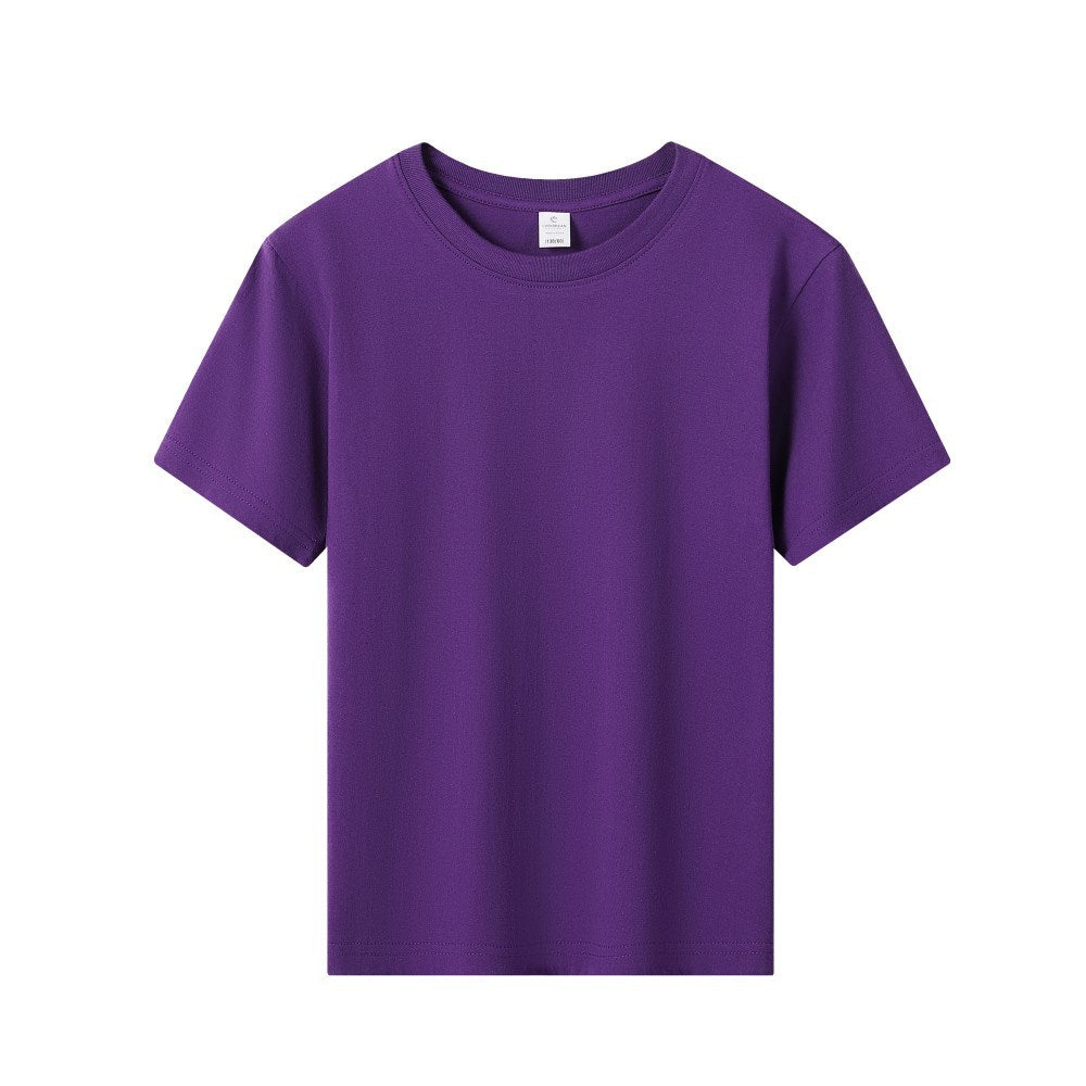 Children Kids Baby Teen Fashion Girls Boys Casual Basic 180g Pure Cotton Round Neck Short-Sleeved Solid Color T-Shirt