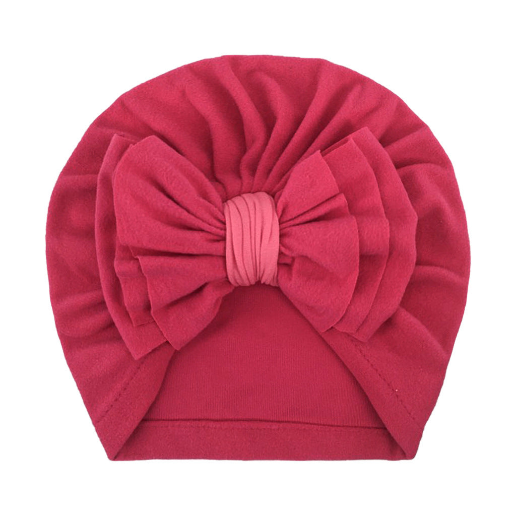 Newborn Cute Solid Color Bow Turban Cap
