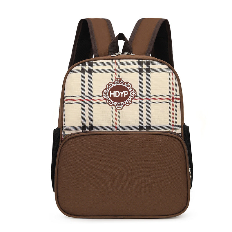 Children Fashion Girls Boys Color Matching Canvas Backpack School Bag