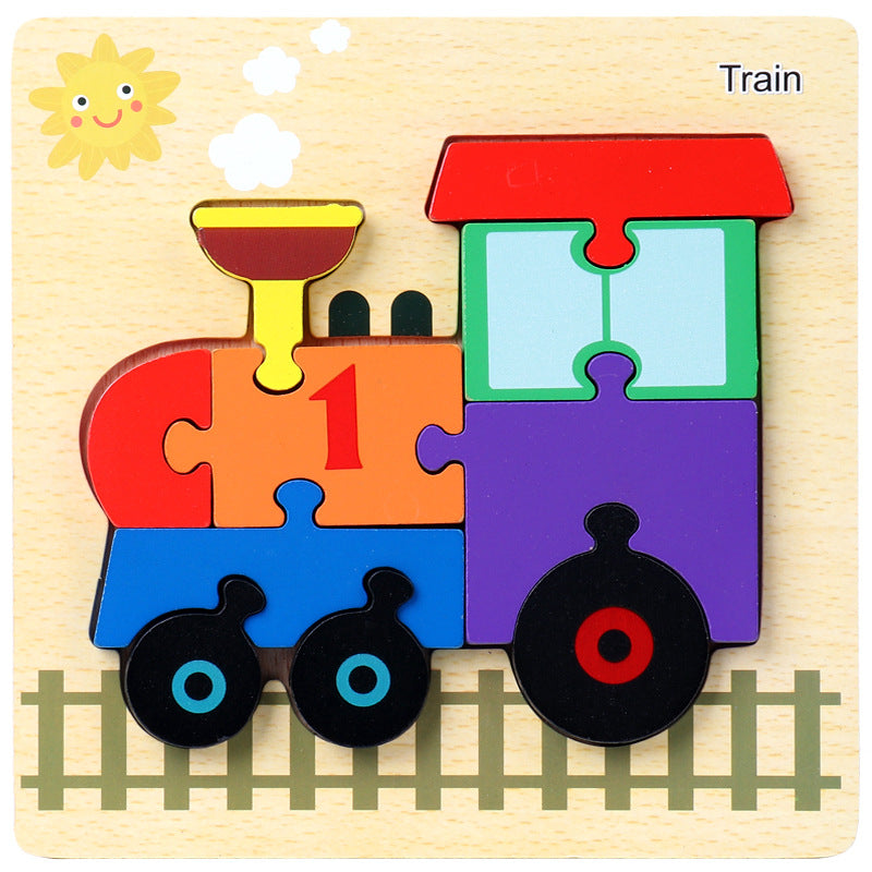 1-3 To Early Education Wooden Children'S Educational Cartoon Animal Three-Dimensional Puzzle