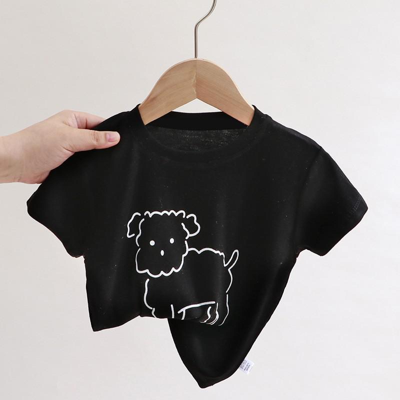 Kids Casual Roun Neck Short Sleeve Loose Basic T-shirt