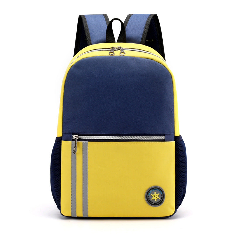 Children Fashion Girls Boys Color Matching Canvas Waterproof Backpack School Bag