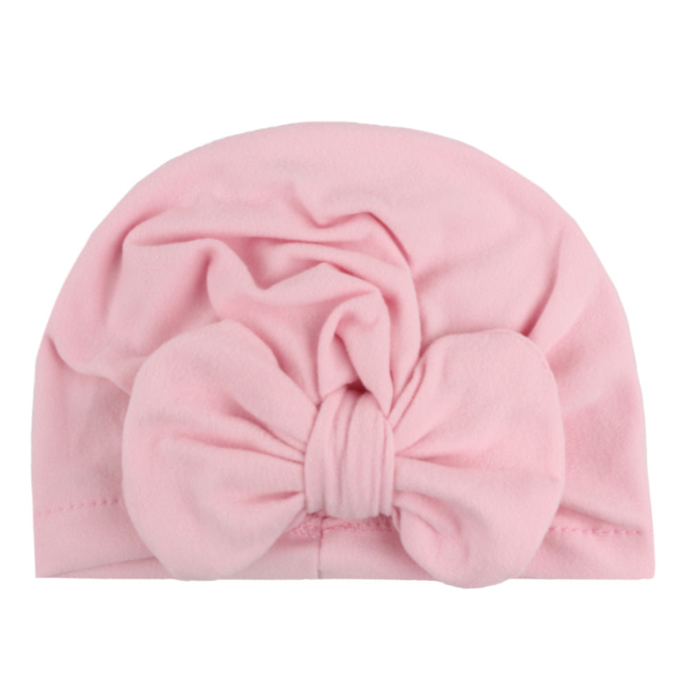 Newborn Cute Solid Color Bow Turban Cap