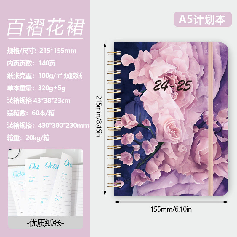2025 Flower Graffiti English Plan Coil A5 Notebook