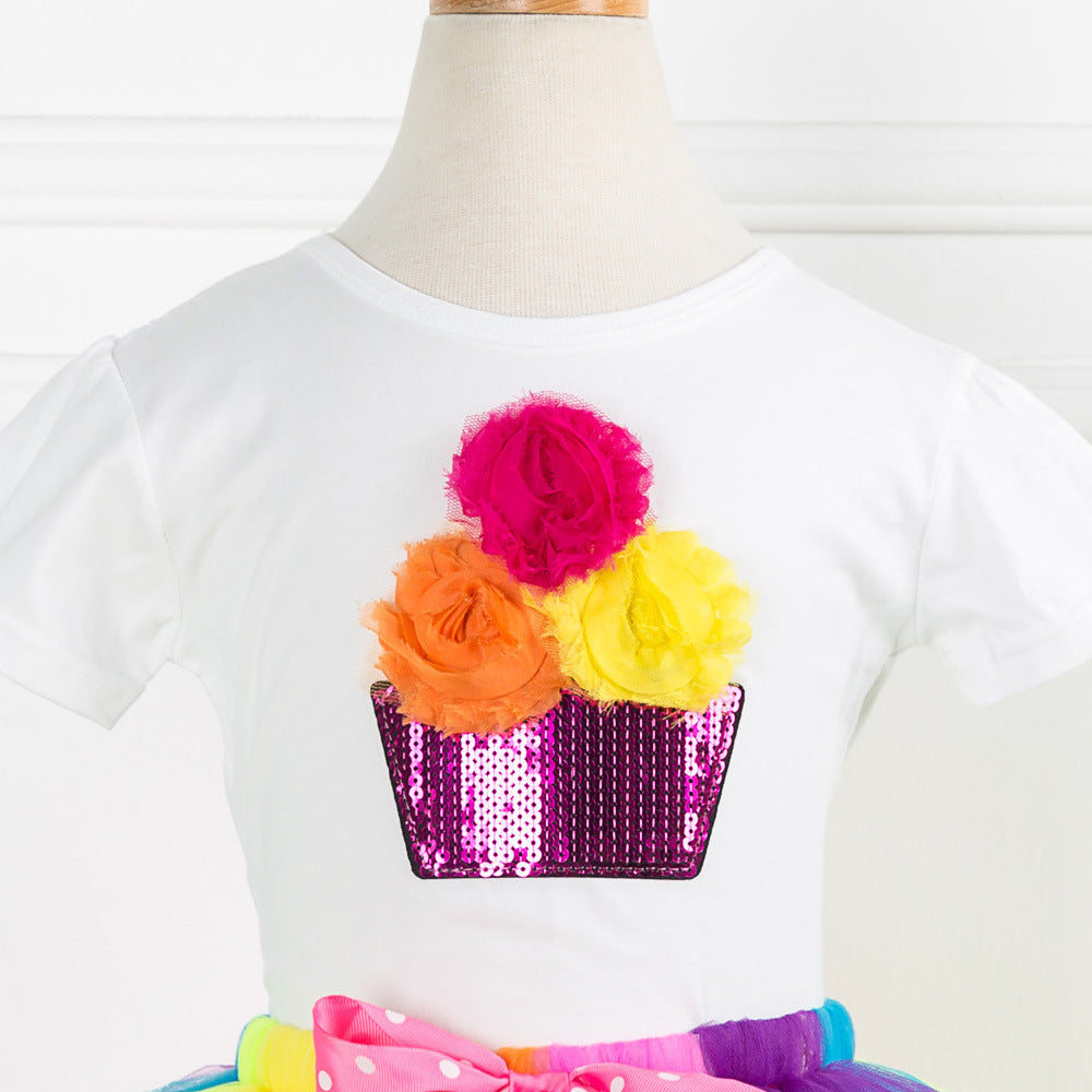 Children Kids Baby Fashion Girls Boys Casual Basic Short Sleeve Sequin Cartoon T-Shirt