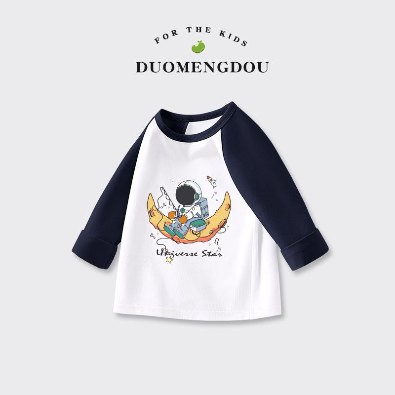 Kids Toddler Boys Girls Casual Cute Cartoon Print Long Sleeve Round Neck T-Shirt