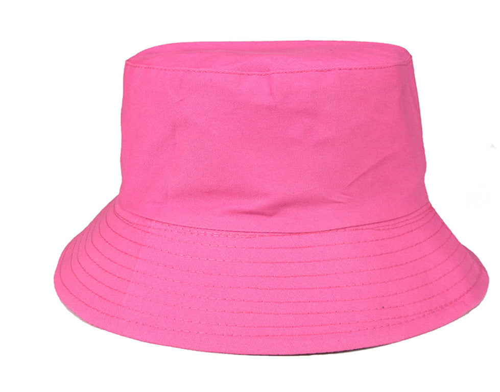 Fashion Solid Color Kids Flat Top Sunshade Sunscreen Double-Sided Bucket Hats
