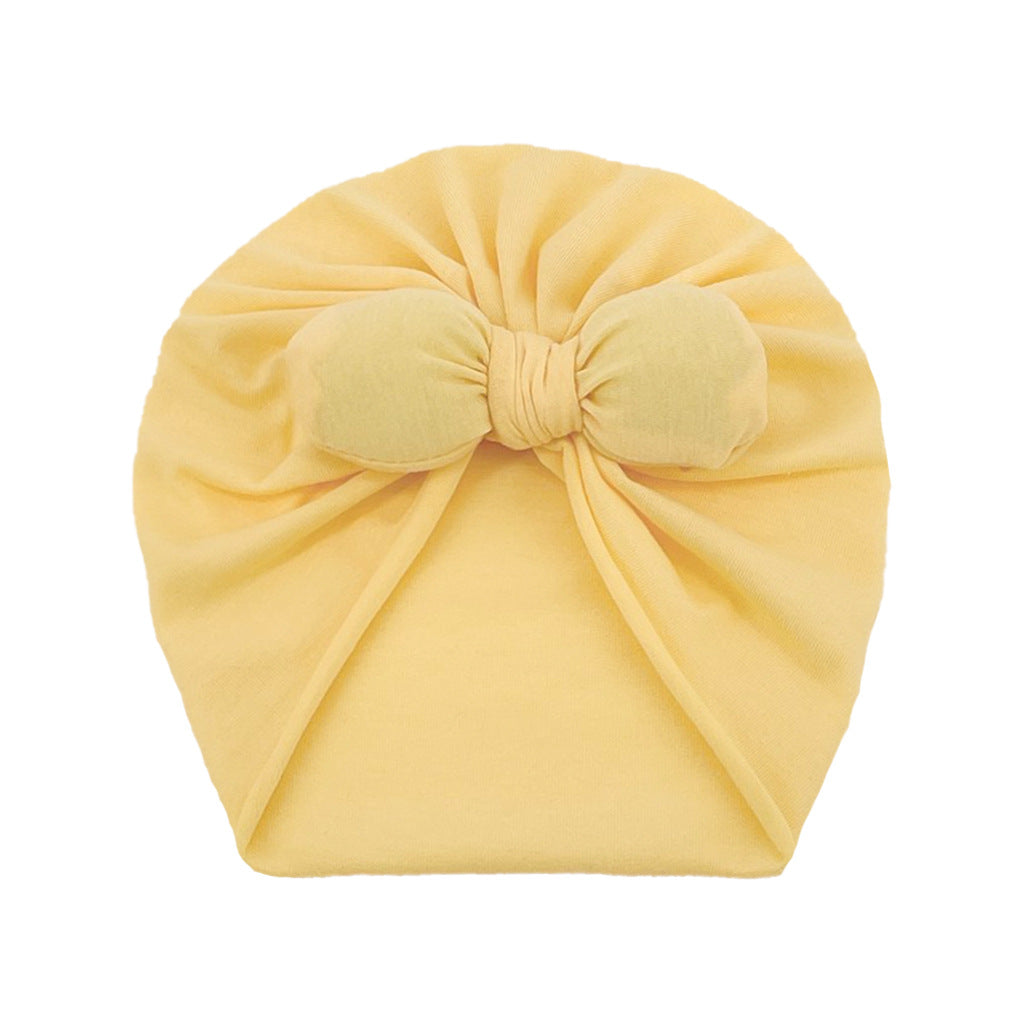 Newborn Cute Solid Color Bow Turban Cap