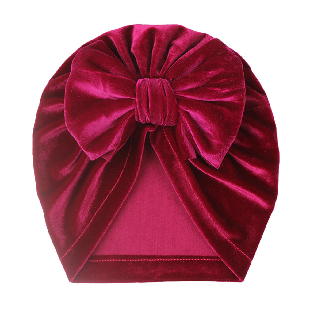Newborn Cute Solid Color Bow Turban Cap