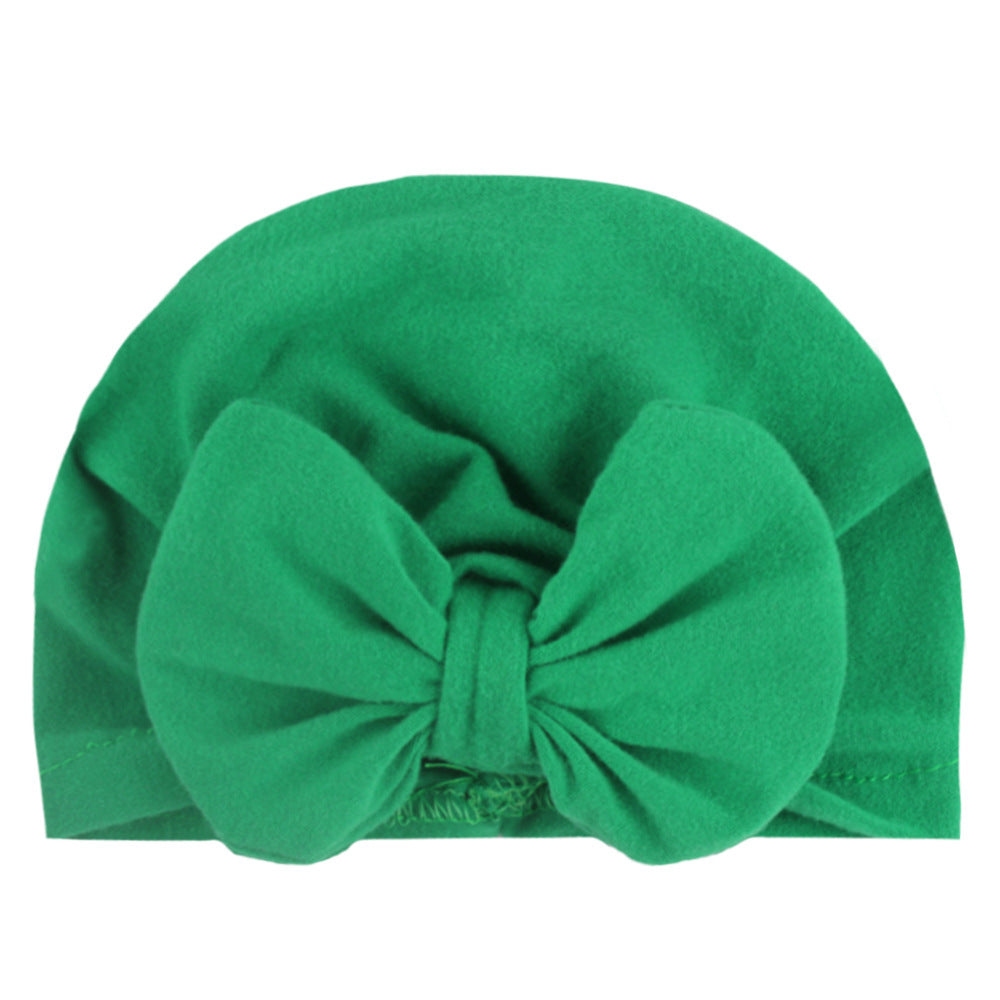 Newborn Cute Solid Color Bow Turban Cap