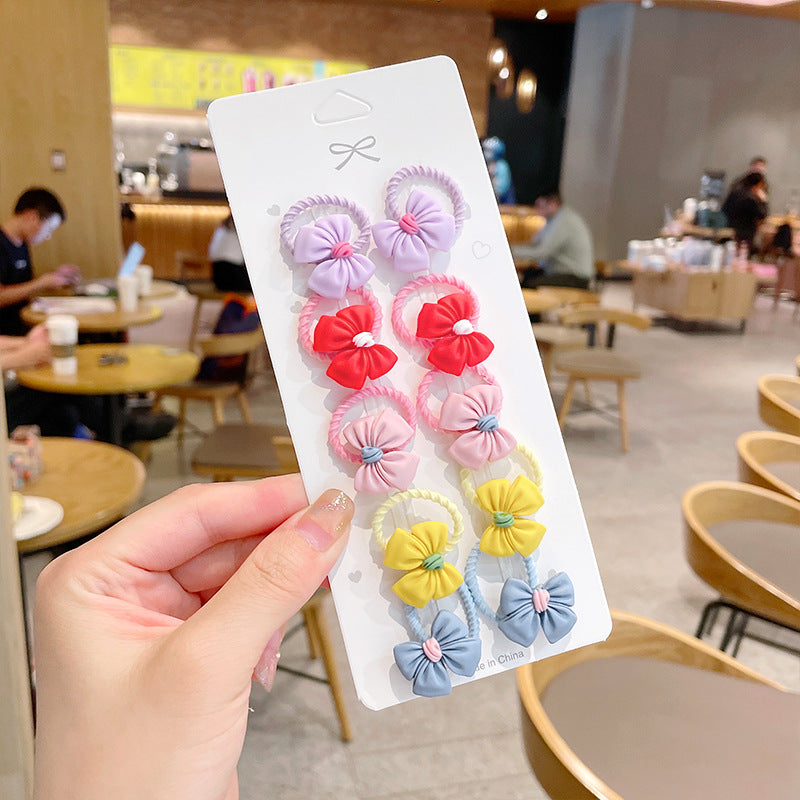 10pcs/set Girls Cute Cartoon Fruit Mini Elastic Hair Band