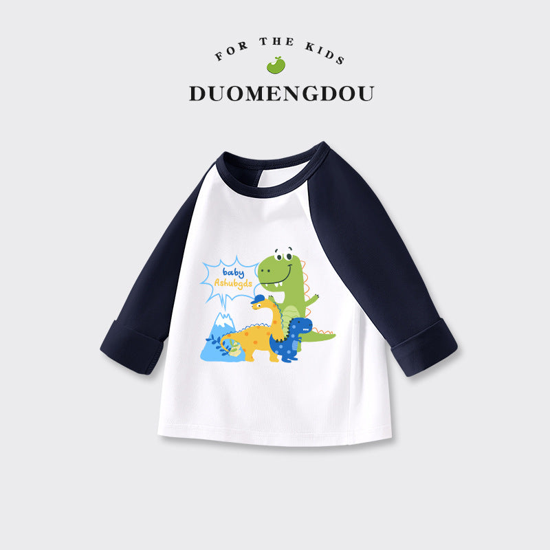 Kids Toddler Boys Girls Casual Cute Cartoon Print Long Sleeve Round Neck T-Shirt