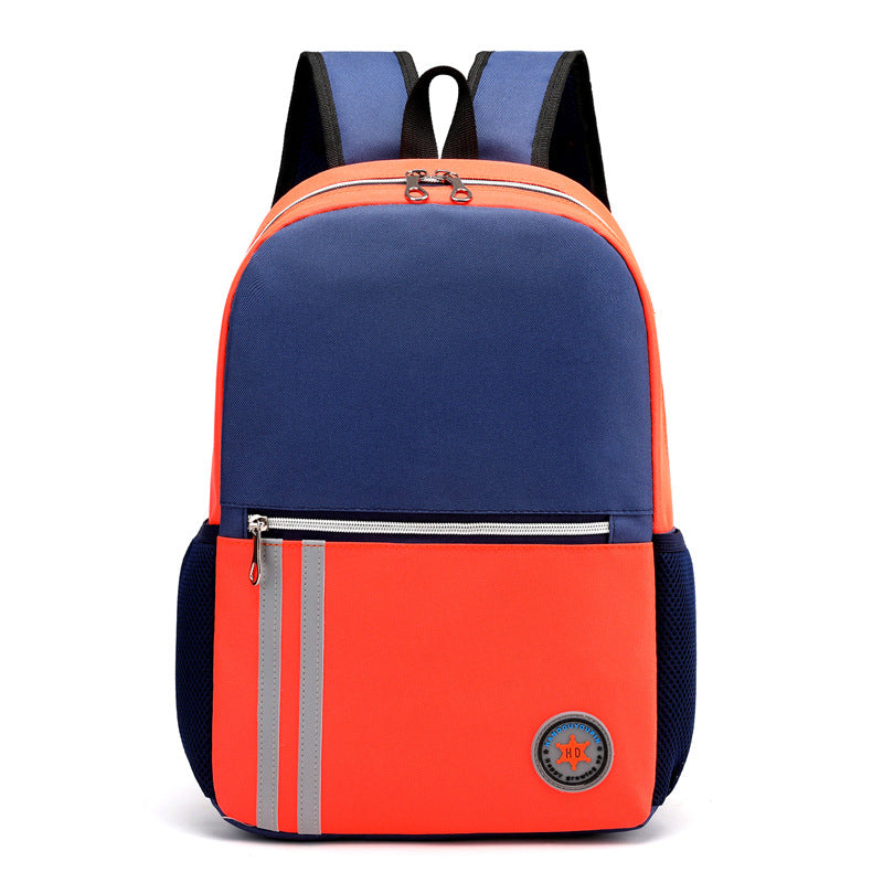 Children Fashion Girls Boys Color Matching Canvas Waterproof Backpack School Bag