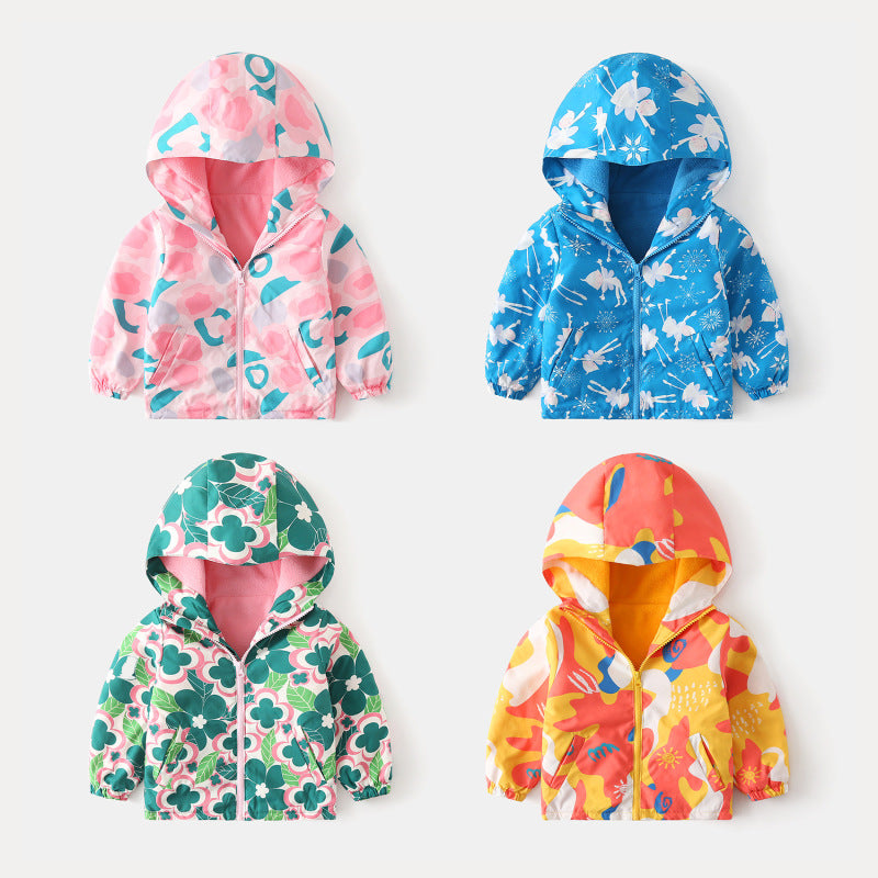 Autumn And Winter Waterproof Plus Velvet Windbreaker Printing Coat Polar Fleece Assault Cotton Coat Thickened And Warm