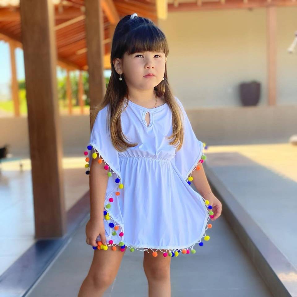 Toddler Girls Beach Tassel Pompom Coverup Blouse