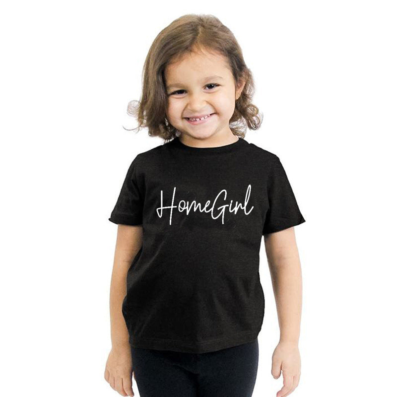 Children Kids Baby Fashion Girls Basic Casual Homegirl Print Short Sleeve T-Shirt