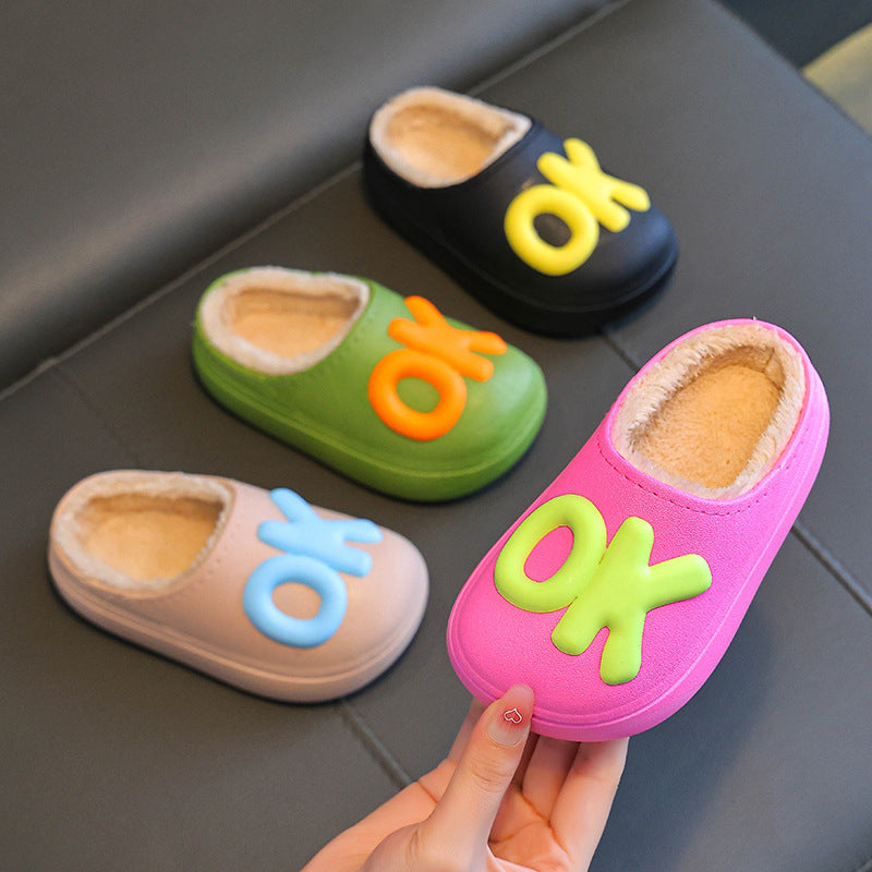 Kids Unisex Cute Alphabet Plush Slippers
