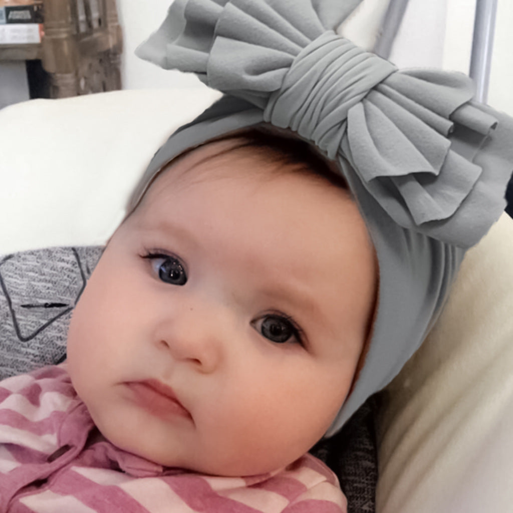Newborn Cute Solid Color Bow Turban Cap