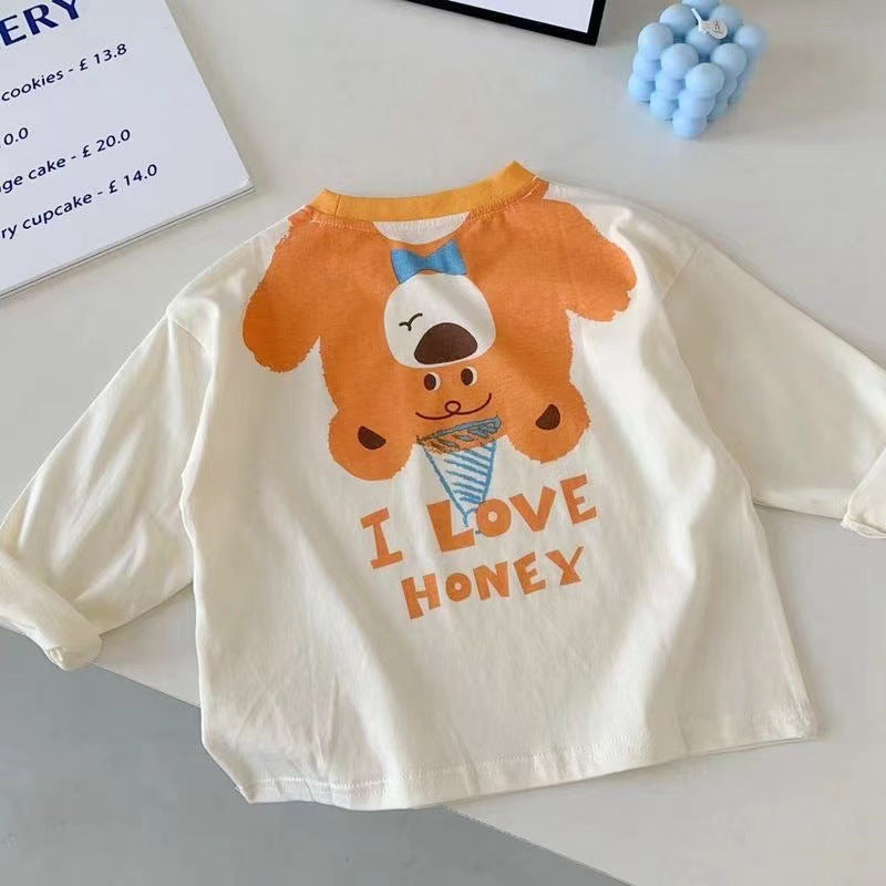 Kids Toddler Boys Girls Casual Cute Cartoon Print Long Sleeve T-Shirt