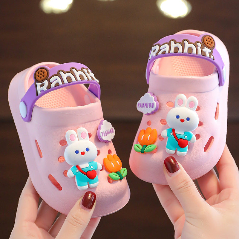 Children Kids Baby Fashion Girls Boys Cartoon Rabbit Bear Soft Sole Casual Clogs Slippers Shoes