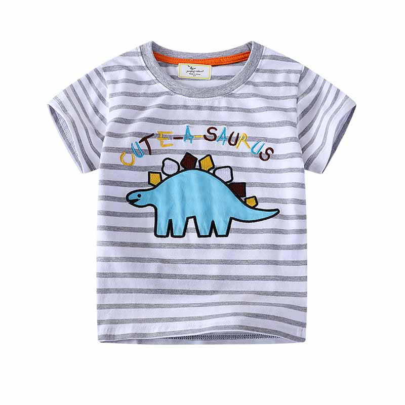 Kids Toddler Boys Casual Cute Dinosaur Stripe Short Sleeve T-Shirt