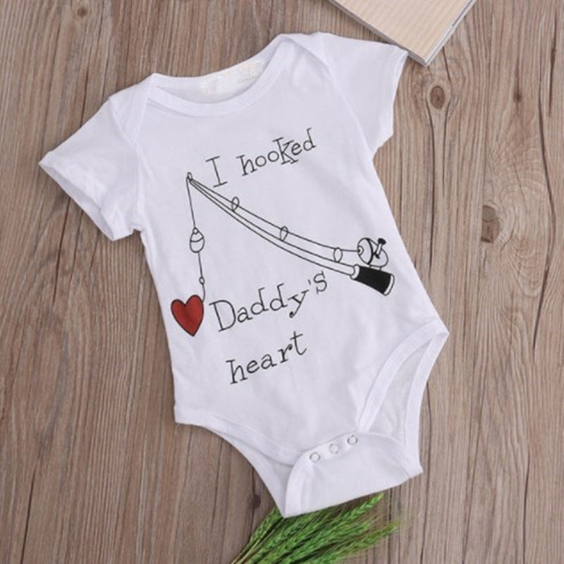 Baby Basic Letter Round Neck Short Sleeve Casual Romper