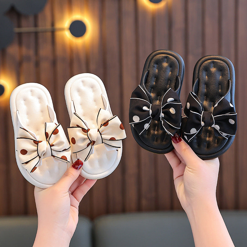 Kids Girls Casual Cute Bow Thick-Soled Slippers