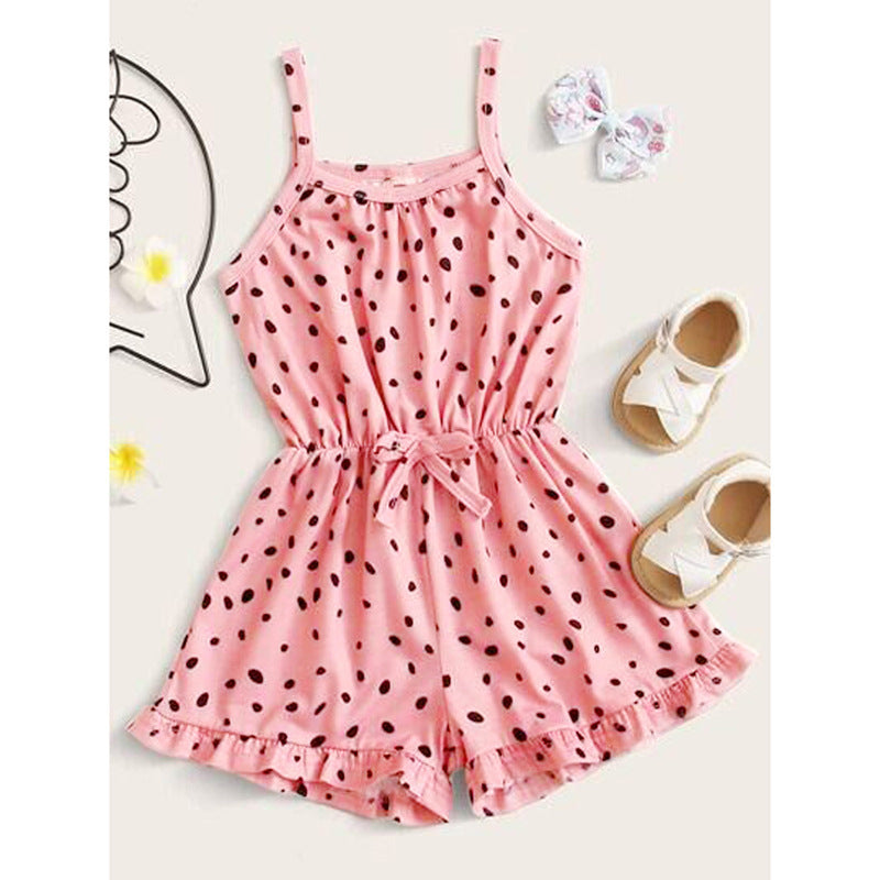 Toddlers Newborn Baby Fashion Girls Casual Basics Sleeveless Polka Dot Print Print Romper