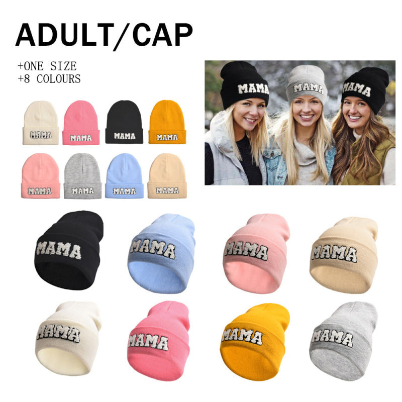 Women'S Letter Embroidery Outdoor Warm Pullover Knitted Hat