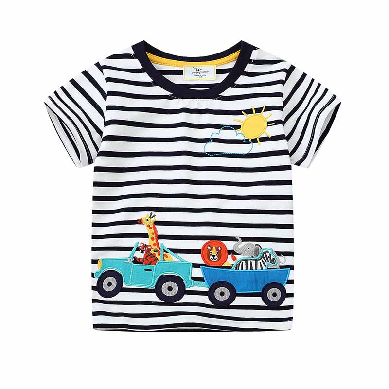 Kids Toddler Boys Casual Cute Car Stripe Short Sleeve T-Shirt