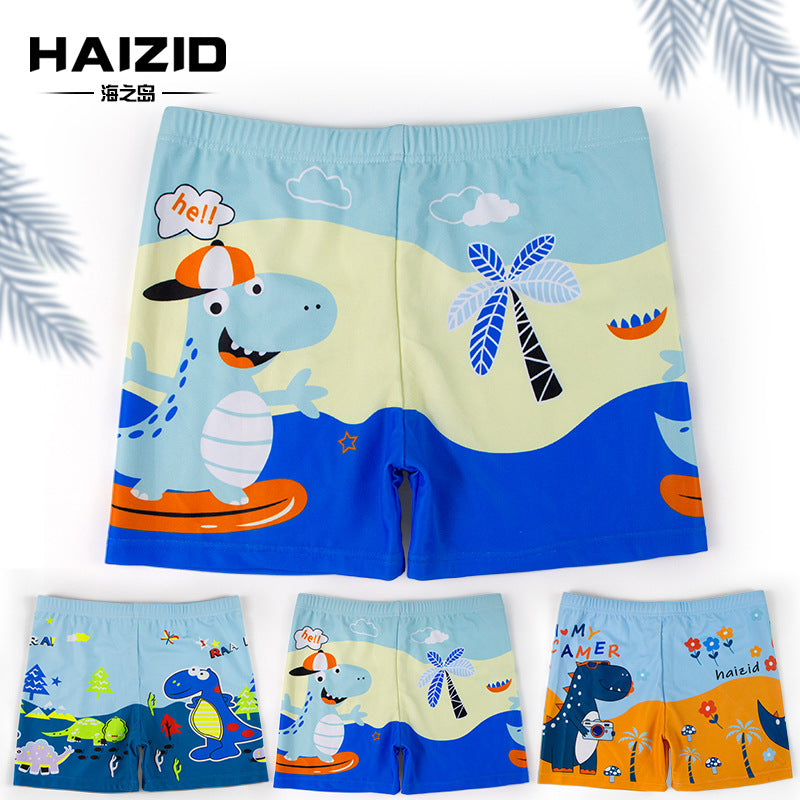 Children Cartoon Print Quick-Drying Swimming Trunks