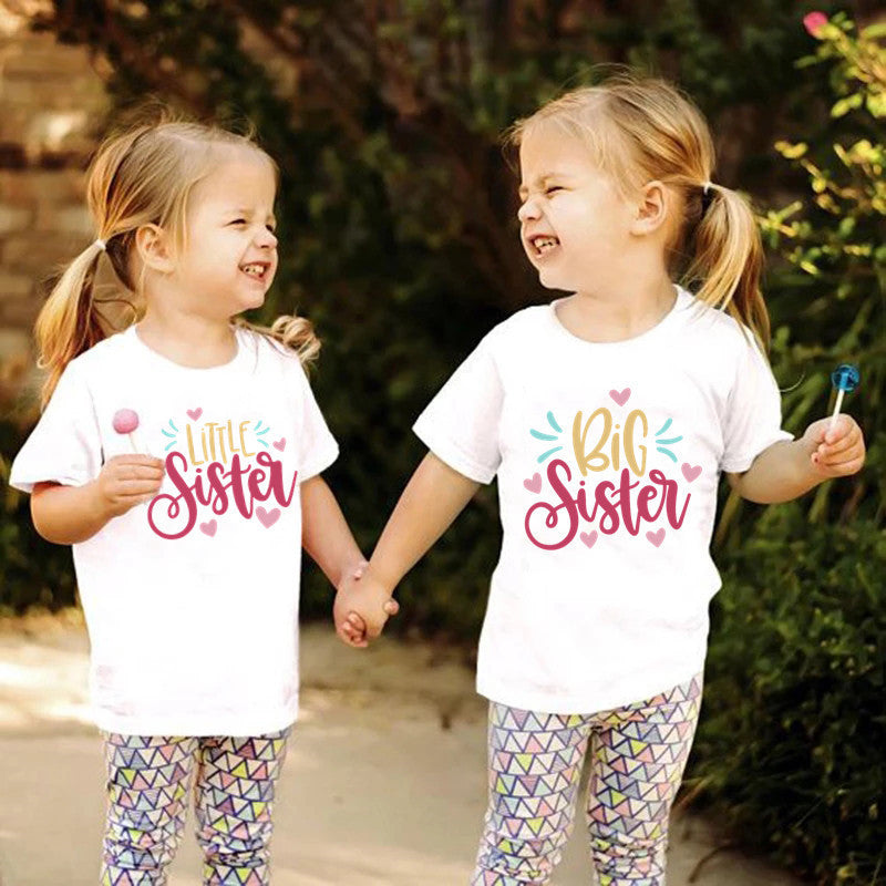 Kids Girls Casual Letter Pattern Round Neck Short Sleeve Basic T-shirt