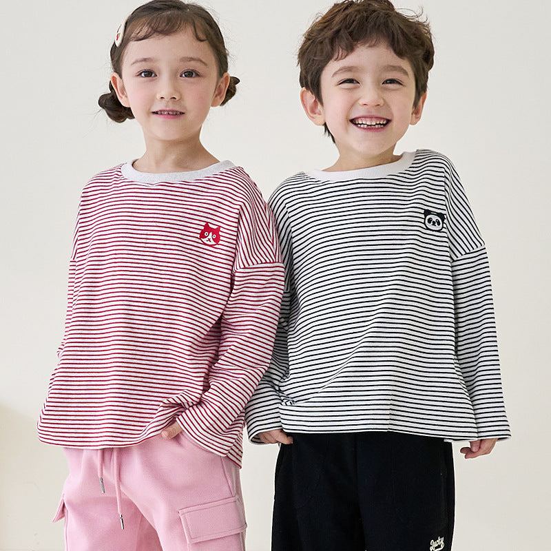 Children'S Casual Stripe Printed Long Sleeve T-Shirt