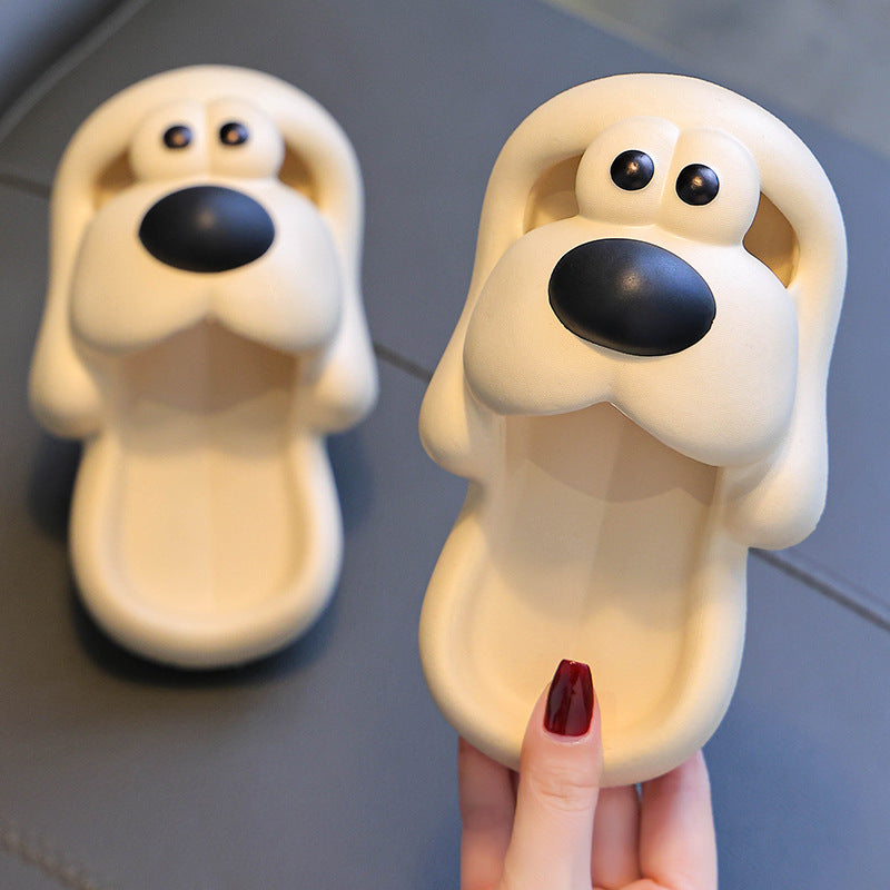 Kids Unisex Cute Cartoon Puppies Thick-Soled Cover Toe Slippers