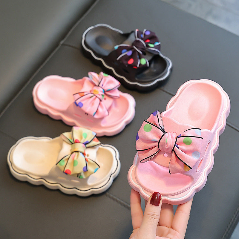 Kids Girls Casual Cute Bow Thick-Soled Slippers