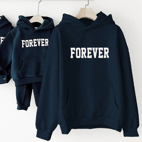 Autumn Winter Children Fashion Casual Loose Letter Printing Round Neck Long Sleeve Parent-Child Hoodies
