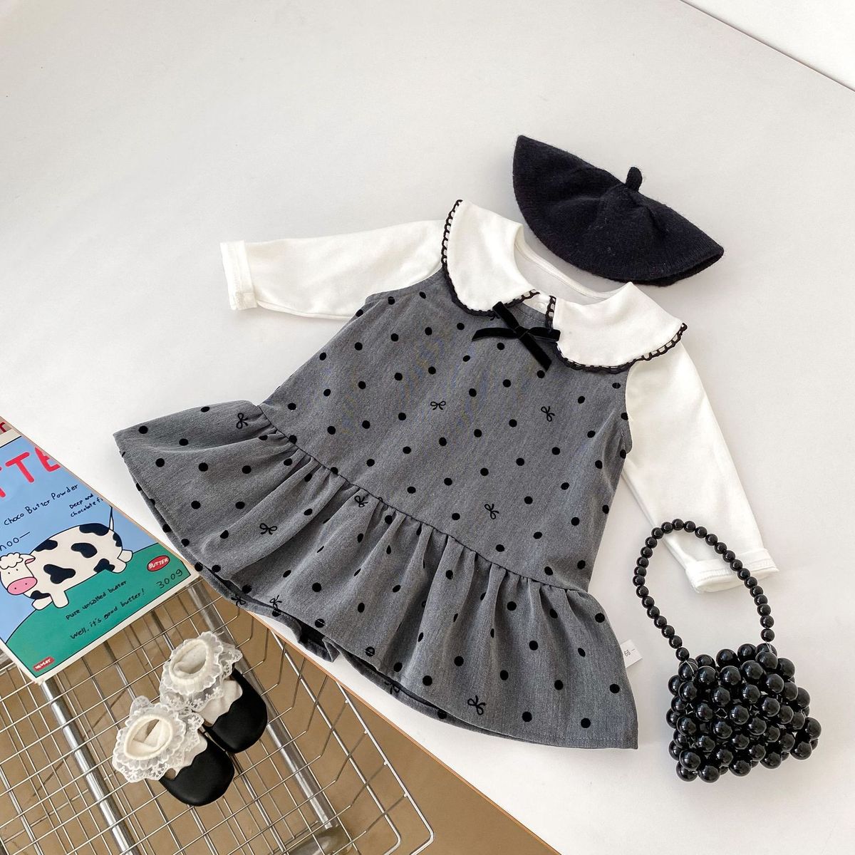 Kids Baby Girls Casual Cute Long Sleeve Lapel T-Shirt