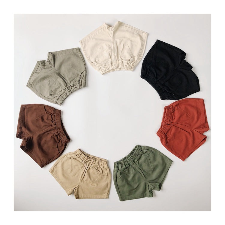 Kids Basic Solid Color Elastic Waist Shorts