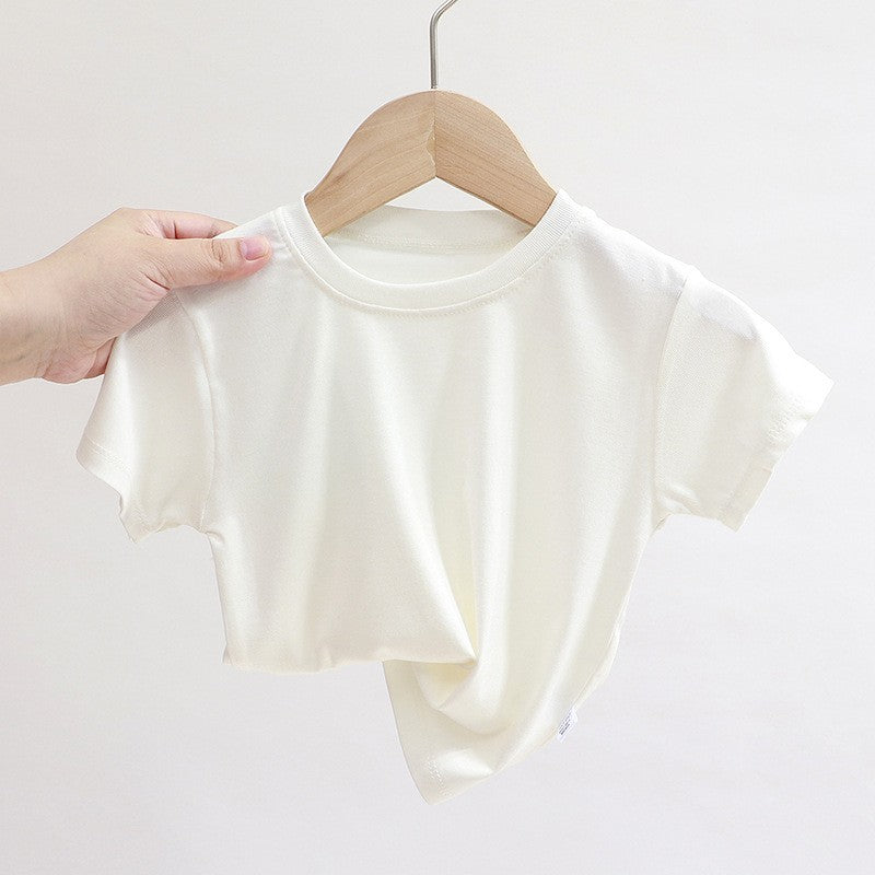 Kids Casual Roun Neck Short Sleeve Loose Basic T-shirt