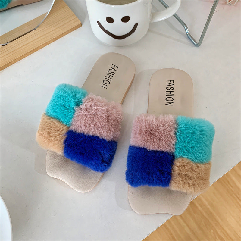 Children Kids Toddlers Girls Cute Color Blocking Slippers Shoes