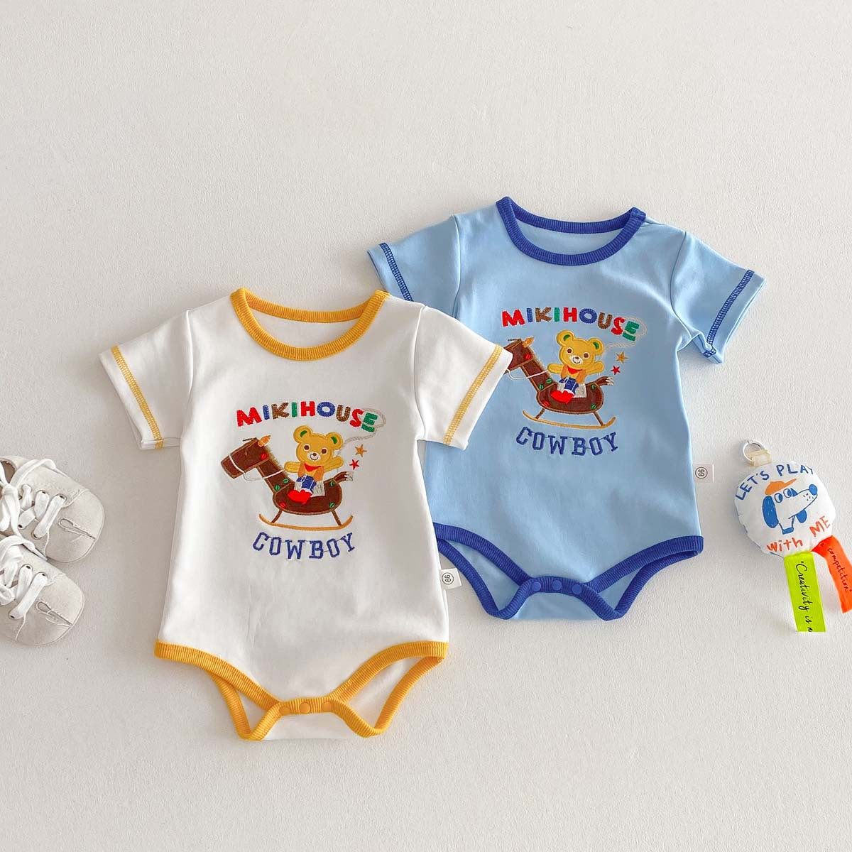 Kids Baby Boys Girls Casual Cute Cartoon Print Short Sleeve Romper